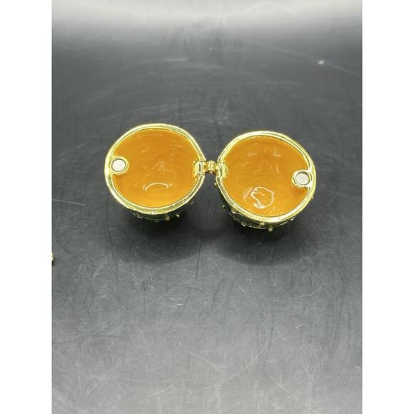 ZANZIBAR Jeweled Russian Style Green Enameled Egg With Stand Trinket Box 3 inch - Picture 7 of 9